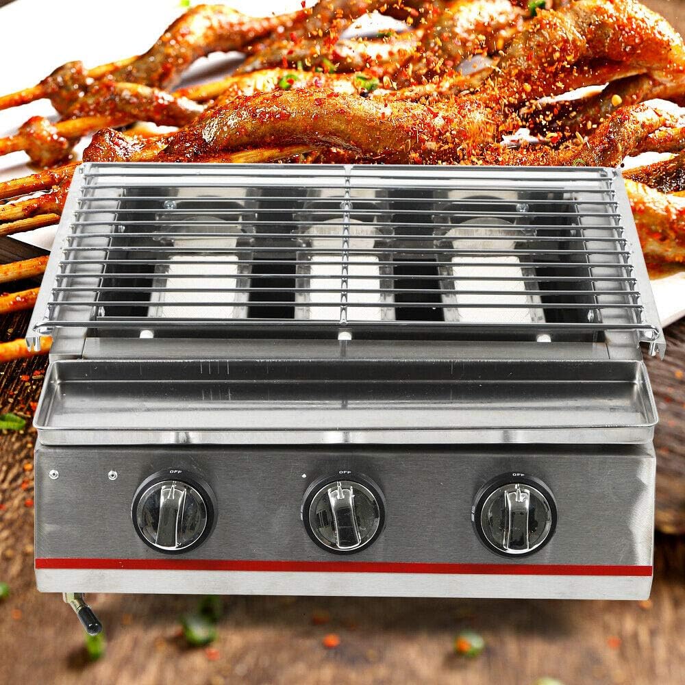 Review Gas Grill 3 Burner Grill for Outdoor BBQ Tabletop Cooker