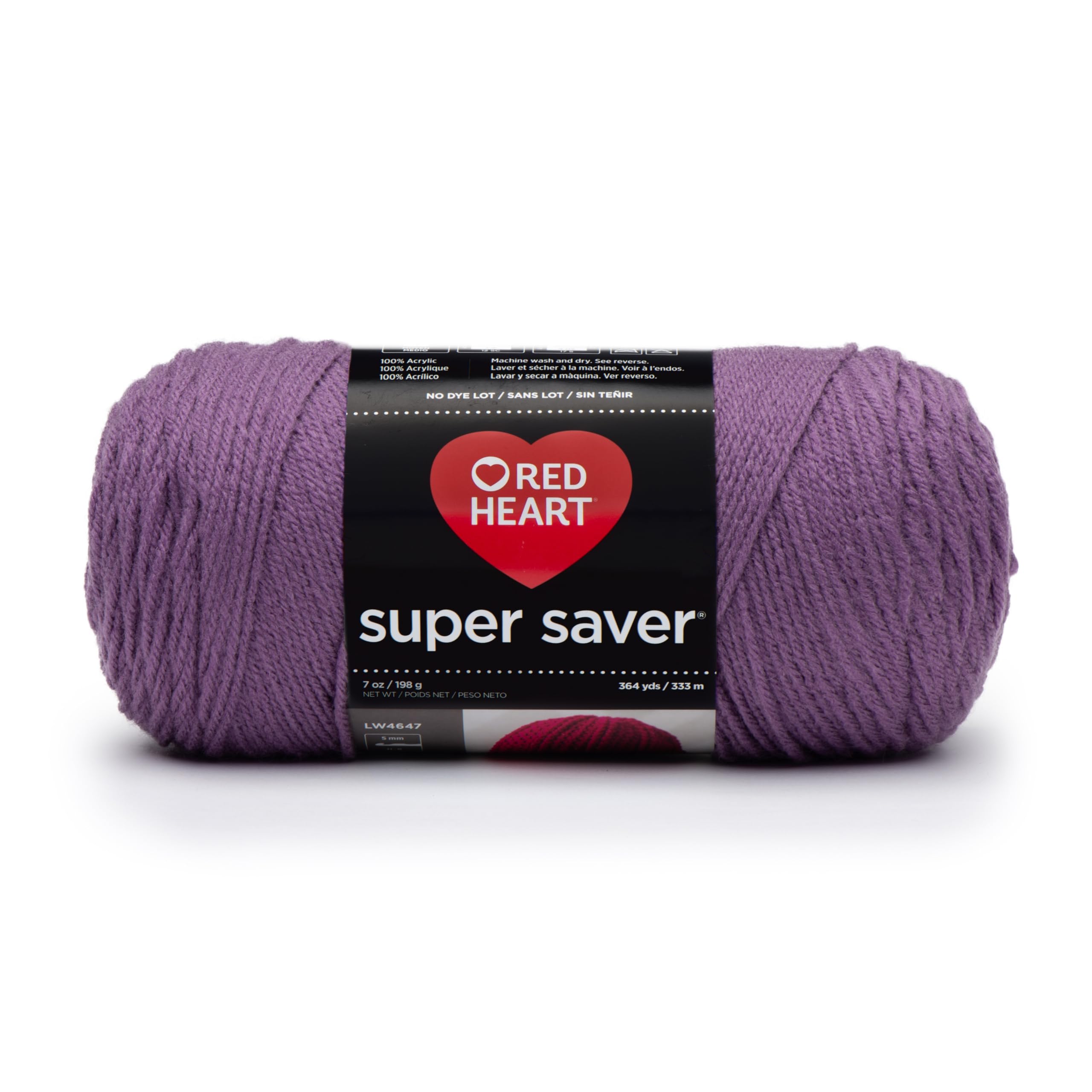 Red Heart Super Saver Yarn-Medium Purple, Acrylic, 11.67 x 27.4 x 11.67 cm (E300.0528) — image 1