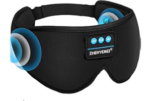 ZHENYEMEI Bluetooth Sleep Headphones White Noise Sleep Mask | 3D Eye Mask for Sleeping | Relaxing Soothing Sounds | 16hrs Playingtime | Light Blocking Eye Mask | Auto - Off Timer | Best for Sleeper Black