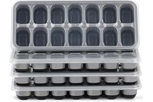 JRISBO Ice Cube Tray 4 Pack, Easy-Release & Flexible 56 pcs Silicone Ice Cube Trays with Spill-Resistant Removable Lid, Stackable Ice Trays with Covers for Freezer, Cocktail