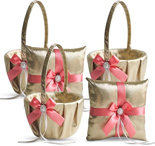 Amazon Com Roman Store Gold Coral Wedding Ring Bearer Pillow