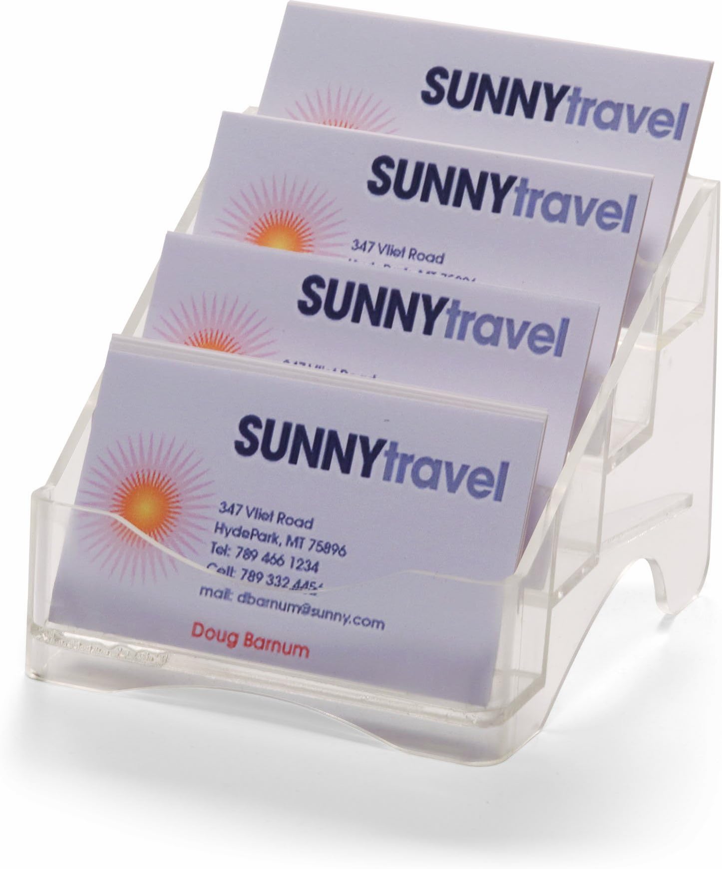 OfficemateBusiness Card Holder Rack, 4-Tier, Clear (23015)