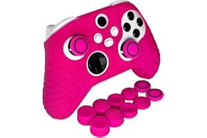 HLRAO Rose Pink Anti Slip Protective Silicone Cover Skin Grips Compatible with Xbox Series X/S Controller, 8 PCS Rose Pink Thumb Grips Caps and 2 Grips Caps.
