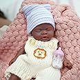 MYREBABY Reborn Baby Doll Black -7 Inch Silicone Black Baby Doll Girl Alice Mini Realistic Newborn Baby Dolls Silicone Full Body Stress Relief