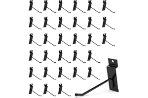 UNP POETISKE Slatwall Hooks 32PC 4 Inch Slatwall Accessories - Heavy Duty Pegboard Gridwall Hooks for Retail & Garage Organization - Black