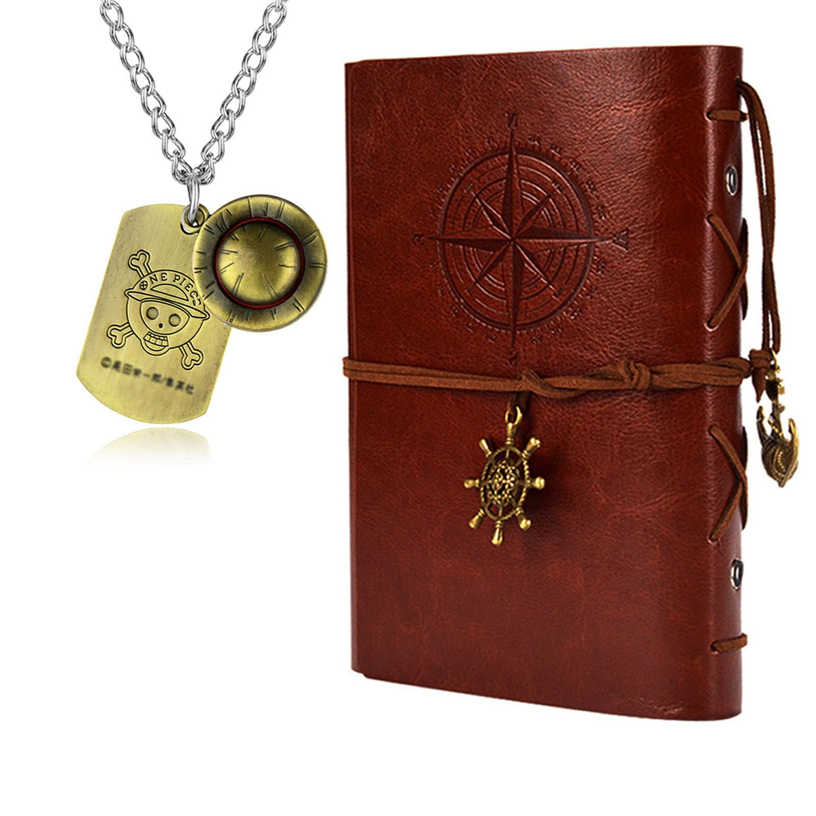 YouU Anime Ruffy Necklace cosplay OP Jewelry Skeleton Voyage Nanmi Diary leather Book The best gifts for fans with Stickers Total 12 pcs
