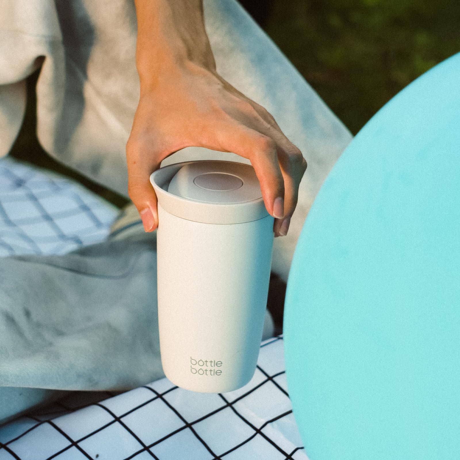 BOTTLE BOTTLE Thermobecher 350ml für Kaffee oder Tee, auslaufsicher und Easy Quick-Press-Verschluss, Isolierbecher Travel Mug Classic Grande (Grau) 5