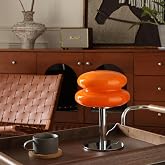 Glivpny Table Lamp Small Mushroom Lamp, Mid Century Desk Lamps(Orange) | Cool Modern Lamps for Bedroom,Vintage Dimmable Bedside Cute Donut Lamps, House Warming Gifts New Home Decor