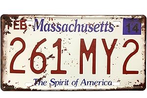 ROOKOPR Massachusetts License Plate Aluminum Novelty Car Decor License Plates 12"x6" Front of Car Decorative Retro Rusty License Plate for Men Women Car-21