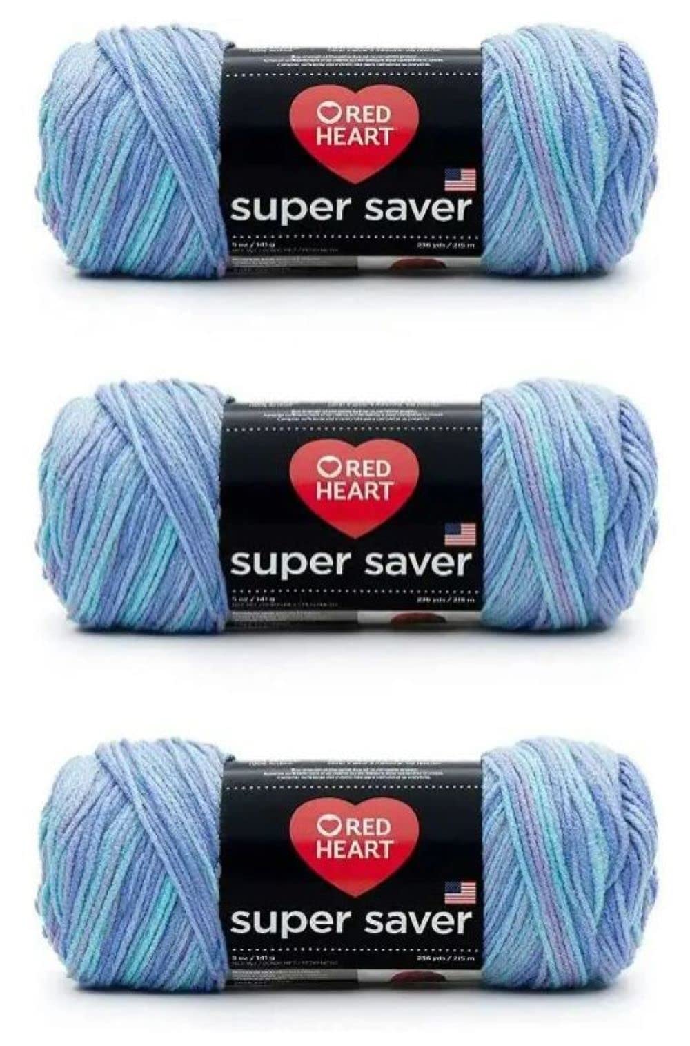 Red Heart Super Saver Pack of 3 - Ocean - 7oz/198g - Acrylic - 4 Medium (Worsted) - 364 Yards - Knitting, Crocheting, Crafts & Amigurumi — image 1