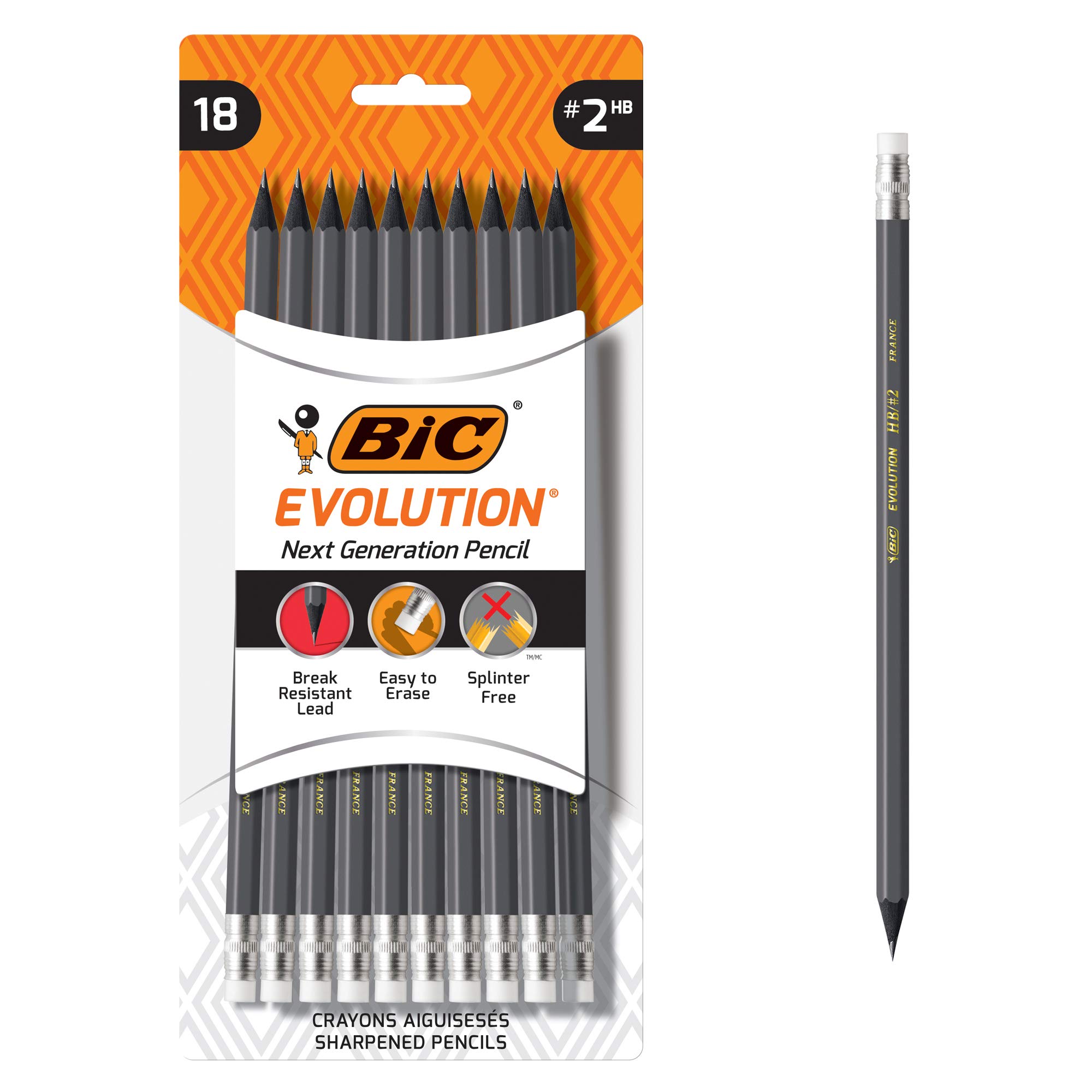 BIC Evolution Cased Pencil, #2 Lead, Gray Barrel, 18-Count