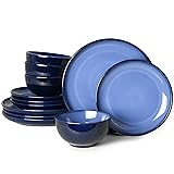 Pokini Blue Stoneware Dinnerware Set, 12 pcs