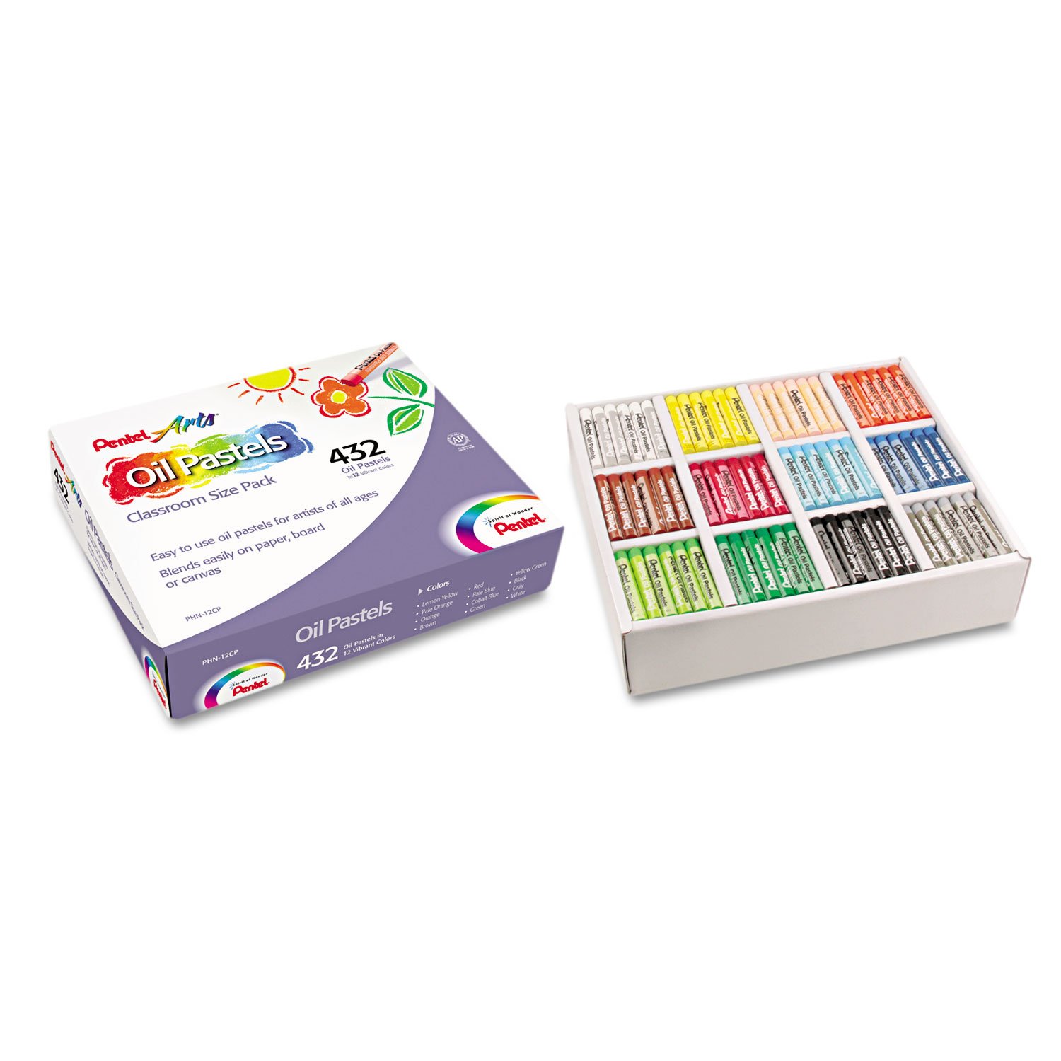 Pentel PHN12CP Oil Pastel Set with Carrying