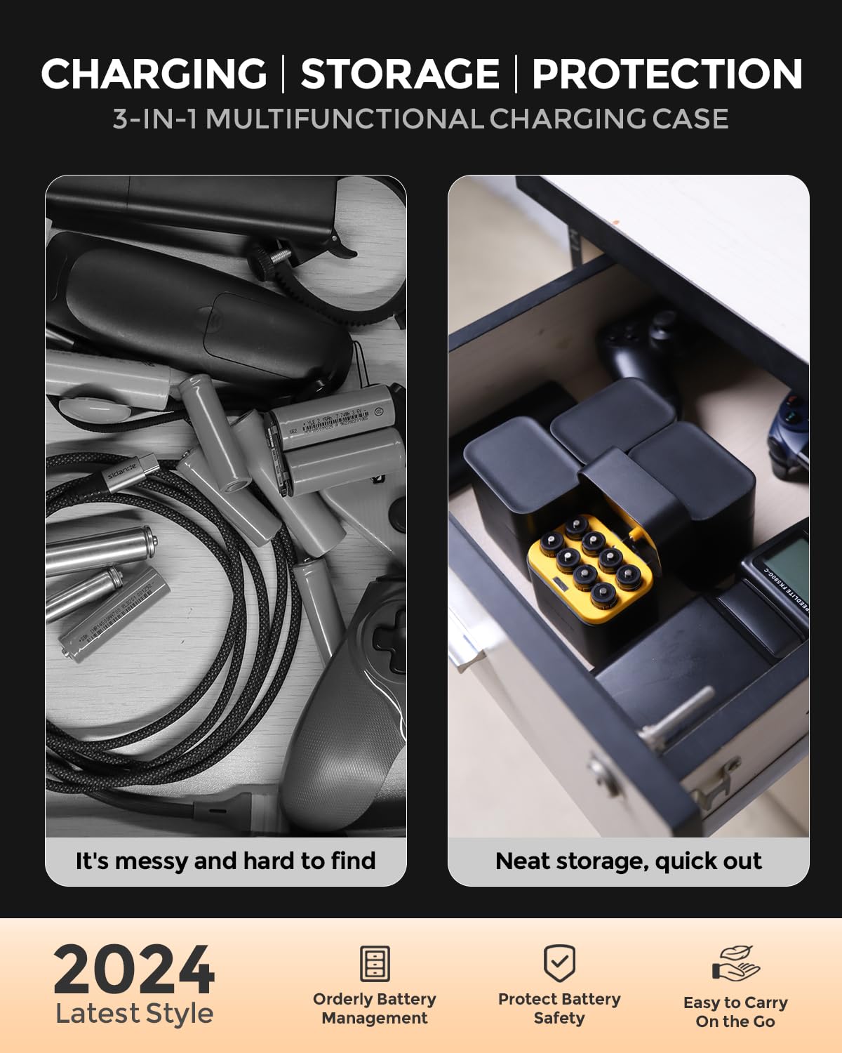 imuto 1.5V Batterie AA ricaricabili 3000mWh, Pile Ricaricabili AA Litio 1600 Cicli Con Display a LED Nero ricarica rapida, 8 pezzi 7