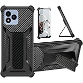 bojioderf Case Compatible for Vortex J24 Phone Case Stand Cover [with Tempered Glass Screen Protector] Hybrid Case [Folding Support Magnetic] [Frosted Anti-Fingerprint] Black