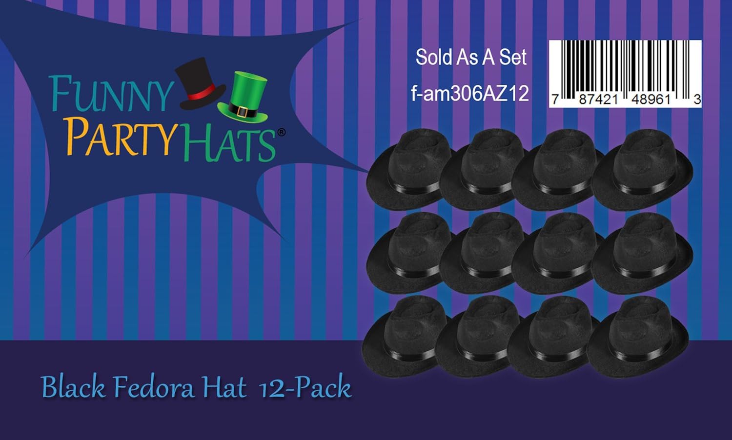 Funny Party Hats Black Fedora Gangster Hat Costume Accessory - Pack of 12 at  Men’s Clothing store
