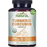 Organic Turmeric Curcumin Supplement in Capsules with Ginger and Black Pepper - Tumeric