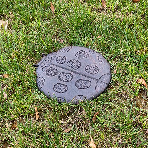 OUTOUR Oval Cute Cast Iron Ladybug Stepping Stone for Garden Patio Lawn Pool Outdoor Garden Decor Gift, Dark Rust - Thumbnail 3