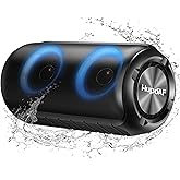 Hupoaf Bluetooth Speaker, 2025 New Stocking Stuffers Portable Wireless Speaker with 6D Loud Sound, IPX7 Waterproof, HD Call, RGB Lights, 12H Playtime for Home/Party/Outdoor/Beach, White Elephant Gift