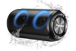Hupoaf Bluetooth Speaker with 6D Loud Sound, 2025 New Portable Wireless Speaker, IPX7 Waterproof, RGB Lights, BT5.3, 12H Playtime, for Home/Party/Outdoor/Beach, Stocking Stuffers, White Elephant Gifts