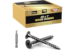 FMHOTU #8 x 1” Deck Screws, 100Pcs Star Drive Wood Screws, Rust Resistant Timber Screws for Timber/Log/Landscaping Wood, T20 Star Bit Included, Black