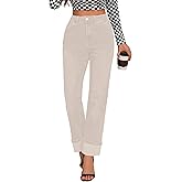 ETTELO Womens Jeans High Waisted Stretchy Straight Leg Jeans for Women Tummy Control Trendy Cute Ankle Fold Hem Jeans Pants