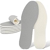 6 Pairs Barefoot Shoe Insoles,Breathable Shoes Inserts,Latex Foam Insoles,Washable and Cuttable,Replacement Insoles for Men 4-10 Women 5-11 (6 Pairs Gray)