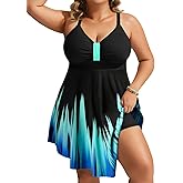 Hanna Nikole Womens Plus Size Swim Dress Swimsuit One Piece Tummy Control Bathing Suit Flowy Body Shaping Swimwear