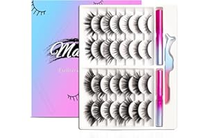 OTET Magnetic Eyelashes Kit, Long Lasting and Reusable Magnetic lashes Natural Look, 14 Pairs False Eyelashes with Magnetic Eyeliner & Tweezers, Easy to Wear, No Glue Needed
