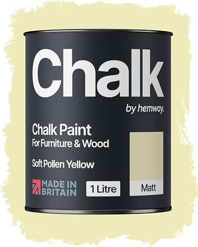 Hemway Chalk Paint Soft Pollen Yellow 1L Matt Finish Furniture Paint