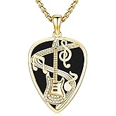 Twoowl Guitar Pick Necklace 925 Sterling Silver Guitar Pick Pendant Soundwave Guitar Pick Pendant with Music Note Jewelry Musicians Gift for Women Men Guitar Lover