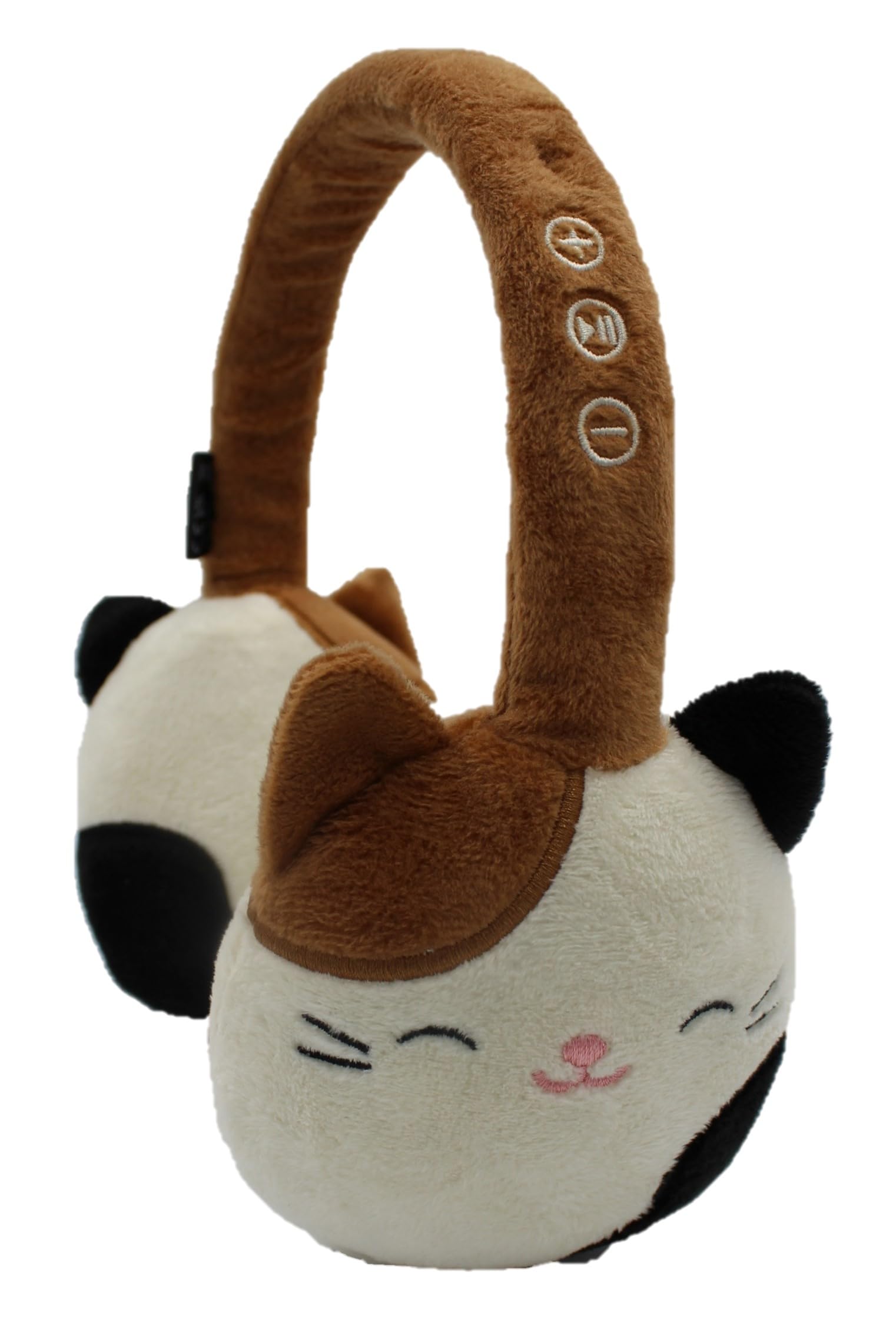 Squishmallows Cam The Cat Plush Bluetooth Headphones With Built-in Microphone To Make And Receive Calls. 10 Meter Bluetooth Range, Volume Control, Soft Plush Ear Cushions With Adjustable Headband.