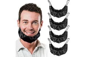 TOCCOOL 4Pcs Men Beard Covers, Polyester Beardcovers, Adjustable Beard Bibs, Lightweight and Easy to Carry, Suitable for Cook