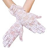 Aulacakuna Lace Gloves Women Tea Party Elegant Short Vintage Summer Glove for Dressy Women Wedding Party