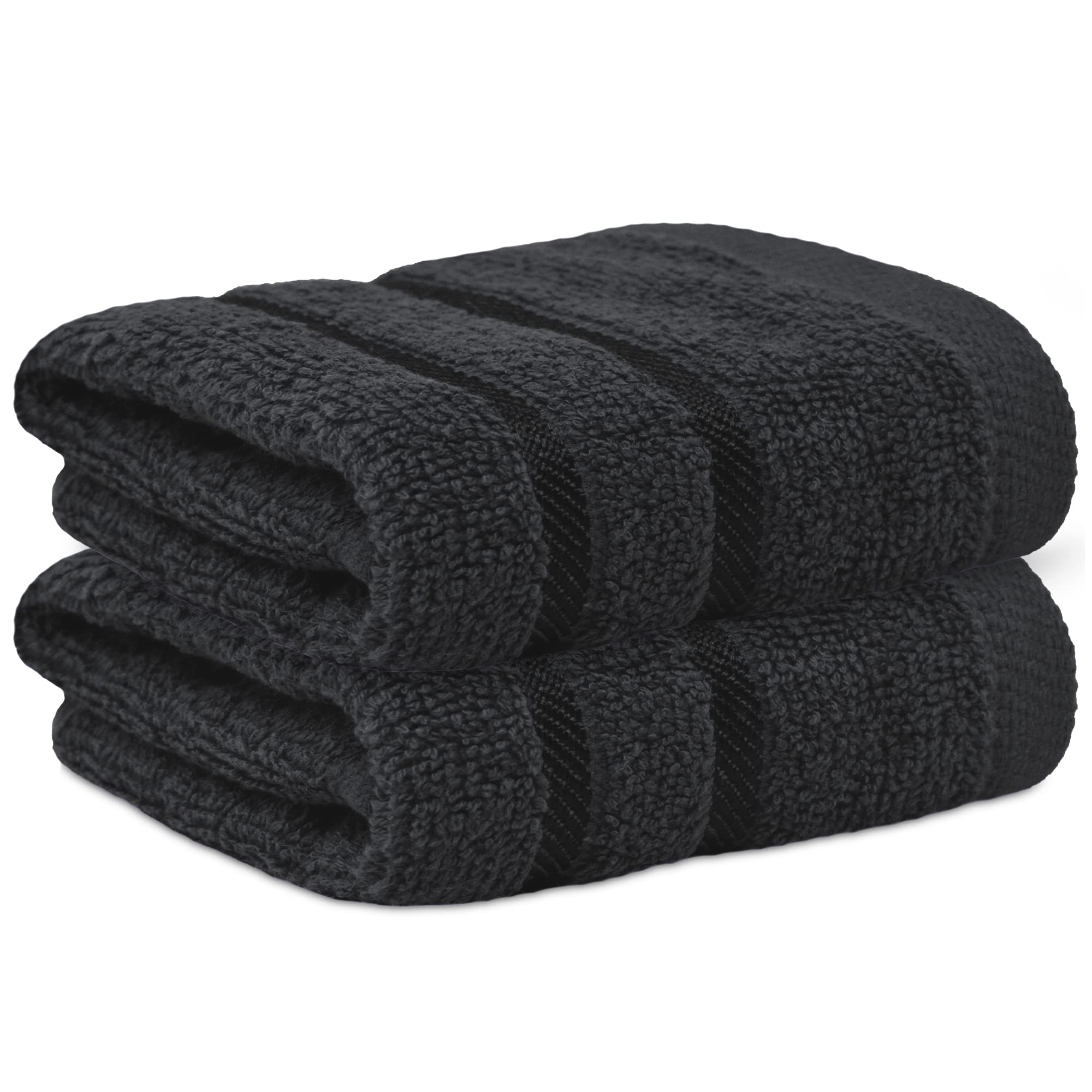 Towelogy® Fast Drying Flannel Face Cloth 100% Cotton Super Soft Premium Washcloths Facial Towels | OEKO-TEX Certified 33x33 cm (Noir, 2)