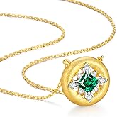 LEONIDS 14K Gold Pendant Necklaces for Women | Moissanite or Lab-Grown Emerald Necklace Non Tarnish | Birthday Jewelry Gifts for Mom Wife (925 Sterling Silver Base)