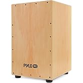 Pyle Jam - Wooden Cajon - Handcrafted Stringed Lightweight Percussion Box With Internal Guitar Strings, Rubber Capped Feet, Suitable For All Ages