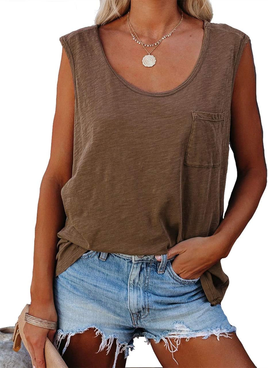 Parrunade Womens Summer Basic Trendy Tank Tops Casual Sexy Sleeveless