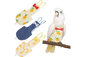 QUILAX 3Pcs Bird Diaper, Washable Bird Diaper, Reusable Flight Suit with Waterproof Inner for Pet Birds, Cute Diapers for Parrots Conure Cockatiel