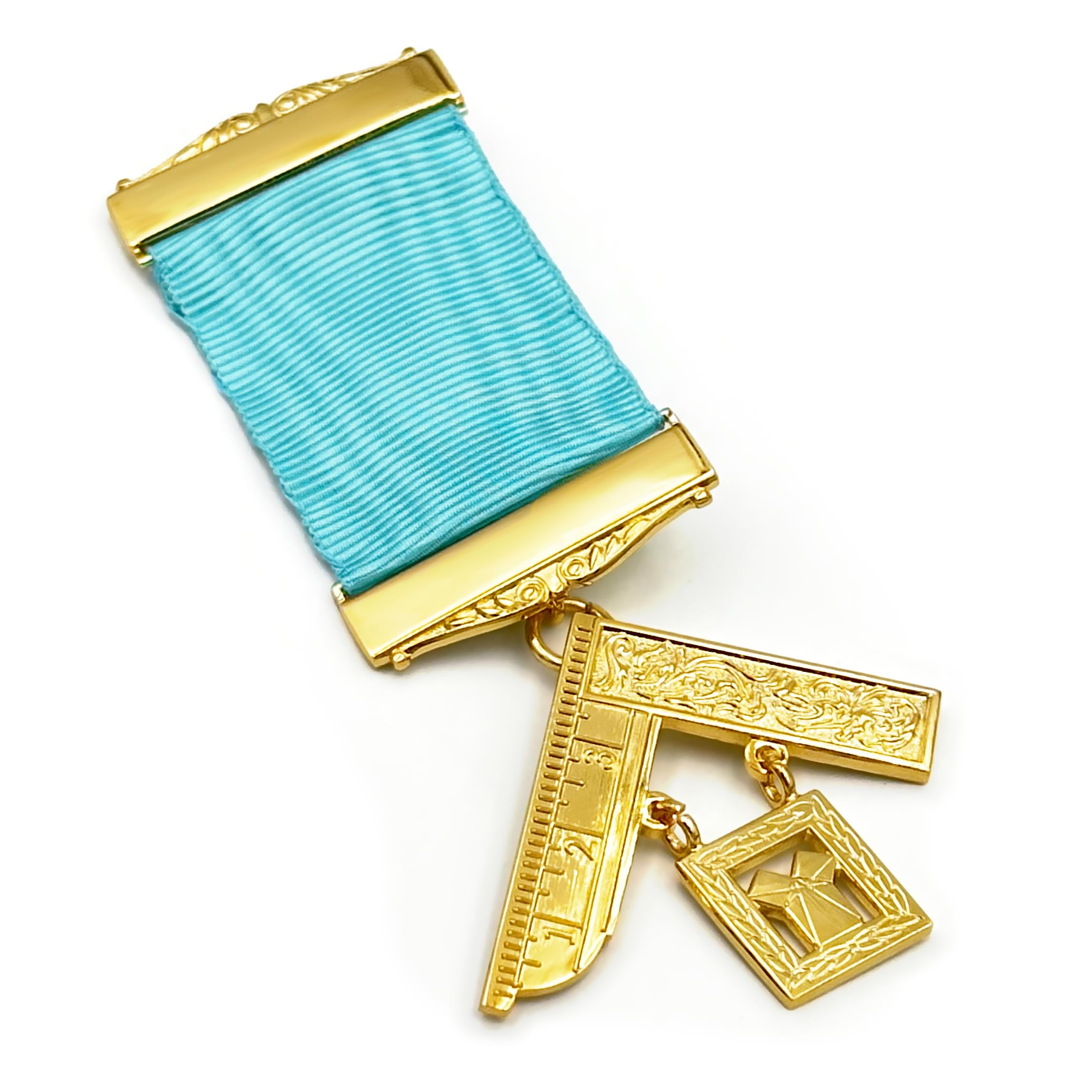 THE MASONIC COLLECTION - Craft Past Masters Breast Jewel - With Blue Ribbon & Gold Plating - Freemason Gifts For Men