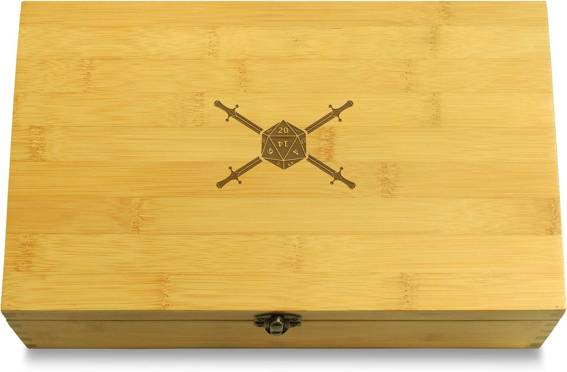 Multikeep Multihead dice Fantasy Dragons & Knights Box - Decorative Bamboo Wood Adjustable Organizer
