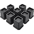 BTSD-home Adjustable Bed Risers 2,3 or 4 Inch Heavy Duty 8 Pack Furniture Risers Dorm Bed Risers Table Desks Legs Blocks Black