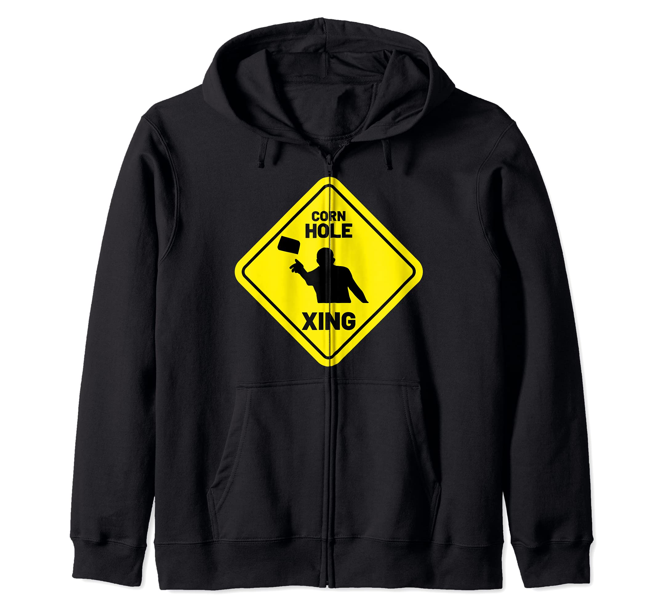 Cornhole Xing Or Crossing Retro Team Tournament Zip Hoodie