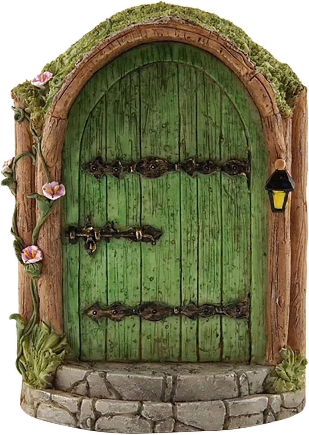 Wyjuan Green Fairy Door Wooden Miniature Fairy Garden Doors Outdoor Mini Gnome House Accessories for Tree Trunk Ornaments Miniatures,Garden Sculptures and Statues