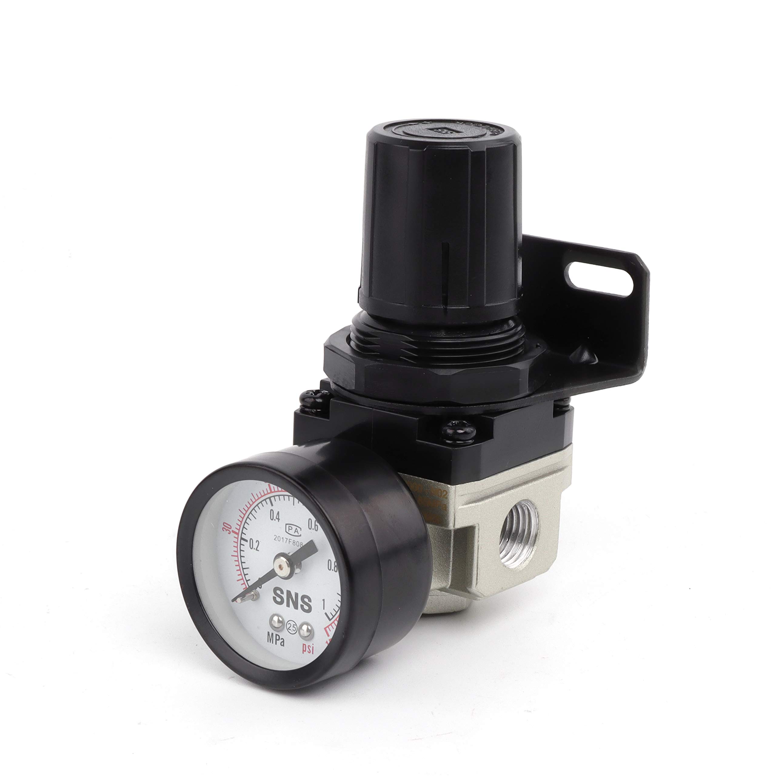 SNS Pressure Regulator Pressure Regulator Pressure Regulator 1/4 Inch PT 0.05 ~ 0 85MPa with Pressure Gauge and Bracket for Compressors AR2000-02