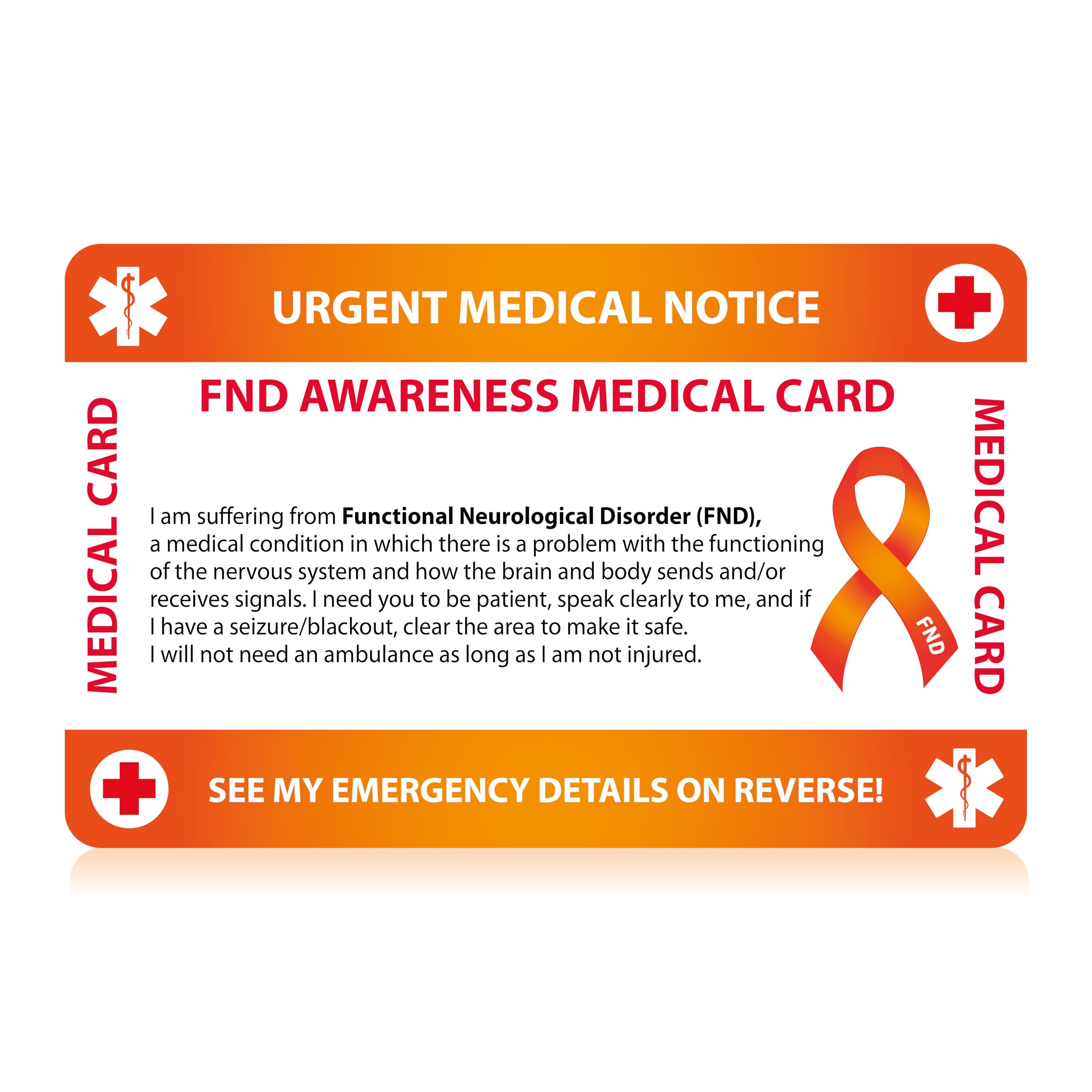 FND Medical Card with Writable Panel and Patterned Lanyard - Emergency Contact Card