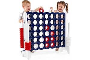 COSTWAY Jumbo 4-to-Score Giant Game Set, 4 in A Row for Kids and Adults, 3.5FT Tall Indoor & Outdoor Game Set with 42 Jumbo R