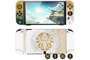 DLseego Zelda Protective Case for Switch OLED New Model, Dockable Hard Shell Cute Cover Case for Zelda Joycon Controller with