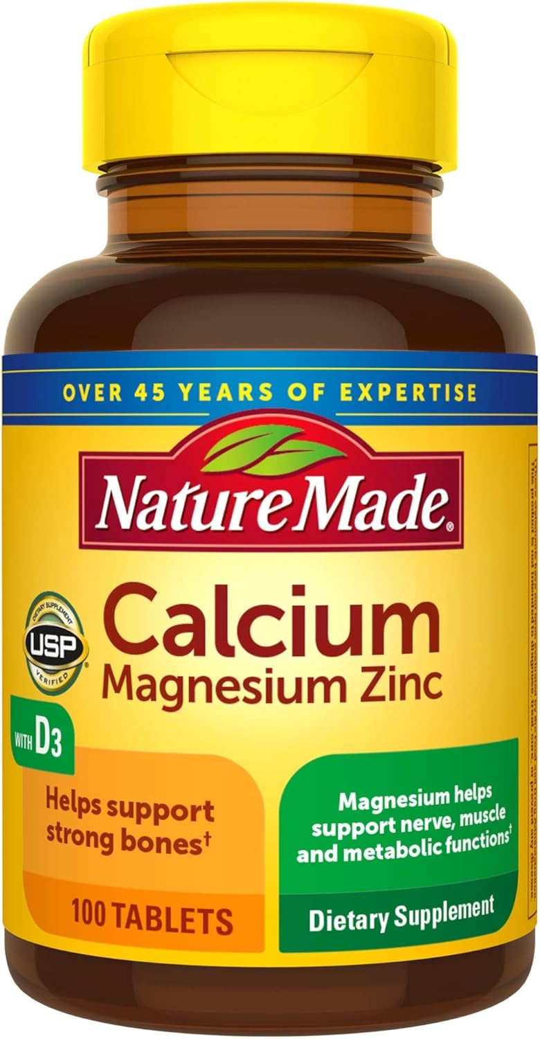 Nature Made Calcium, Magnesium Oxide, Zinc with Vitamin D3 Tablets, for Bone Health, 100 Count (Pack of 3): Health & Personal Care