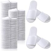 Coume 48 Pairs Disposable Slippers for Guests Bulk Soft Disposable Hotel Spa Slippers Open Toe White Non-Slip for Women Men Home Indoor Hotel Travel Wedding Party